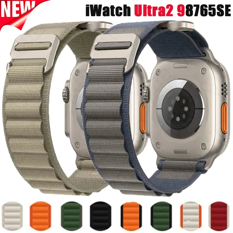 

Ремешок Alpine для apple watch band Ultra 2, нейлоновый спортивный браслет для iwatch series 9 SE 6 7 8, 49 мм 44 мм 40 мм 45 мм 41 мм 42 мм