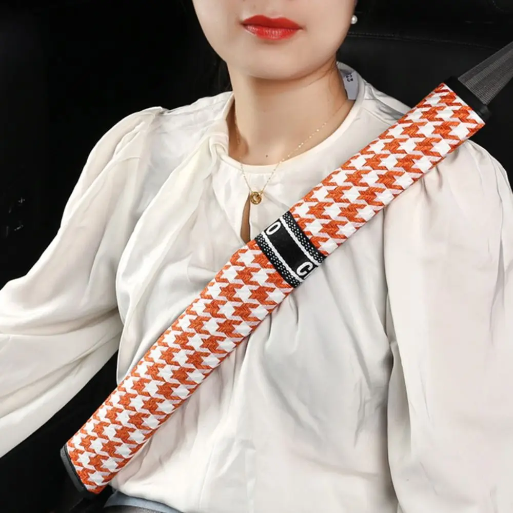 

Car-styling Car Seat Belt Cover Black and White Plaid Decoration Seatbelt Shoulder Pads Grid Universal Safety Belt Protector