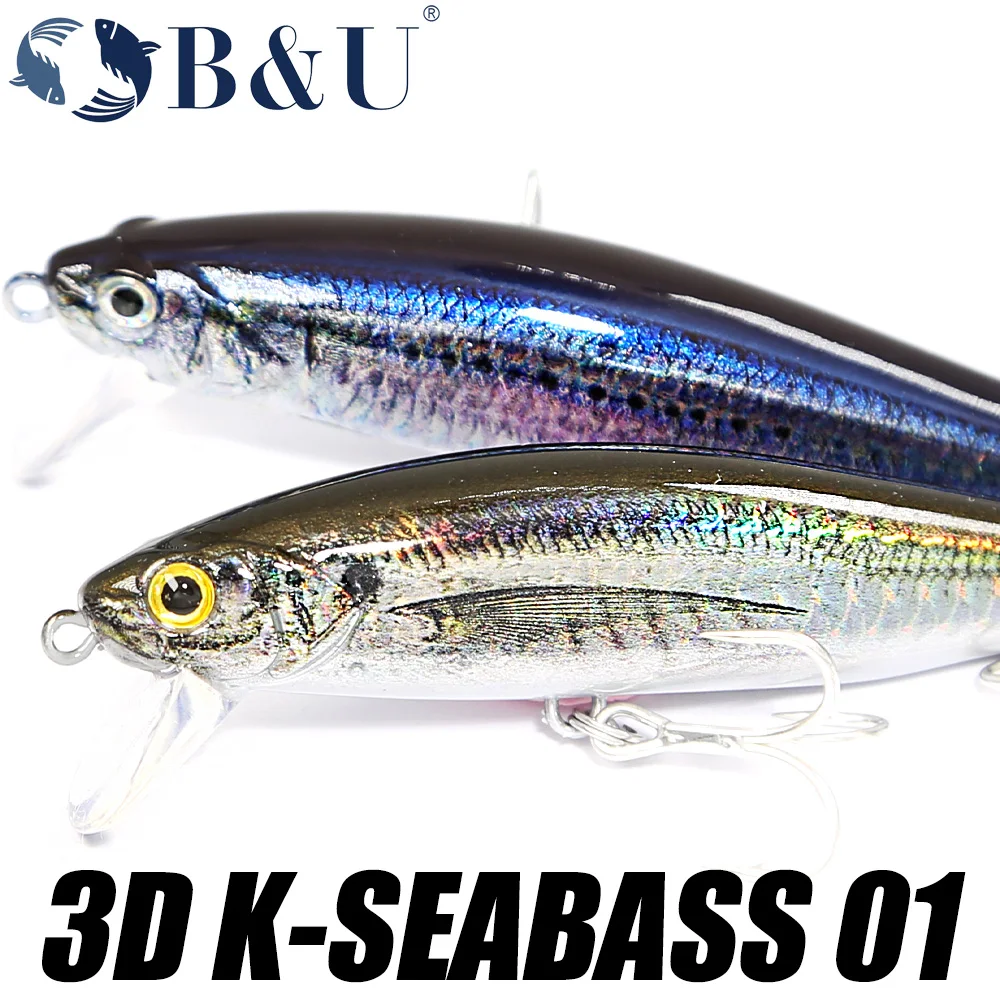 Fishing Lure B&U 80mm Sinking Minnow Hard Lure Jerkbait Saltwater Long Casting Distance Fishing lures Sea Artificial Bait Wobblers Sea Bass
