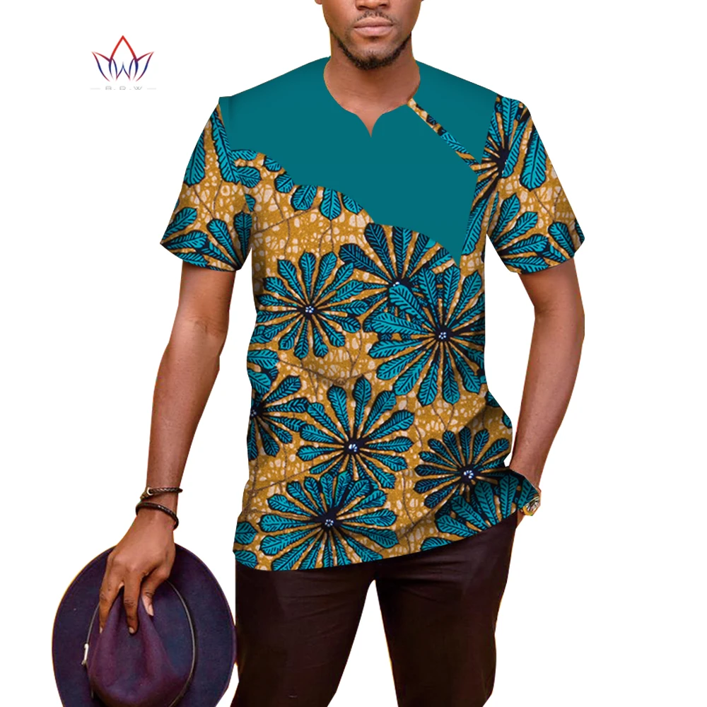 

Men Patchwork Top Tees African Men Clothes Bazin Riche African Men Clothing Casual Cotton Mens Top Short Sleeve Shirt