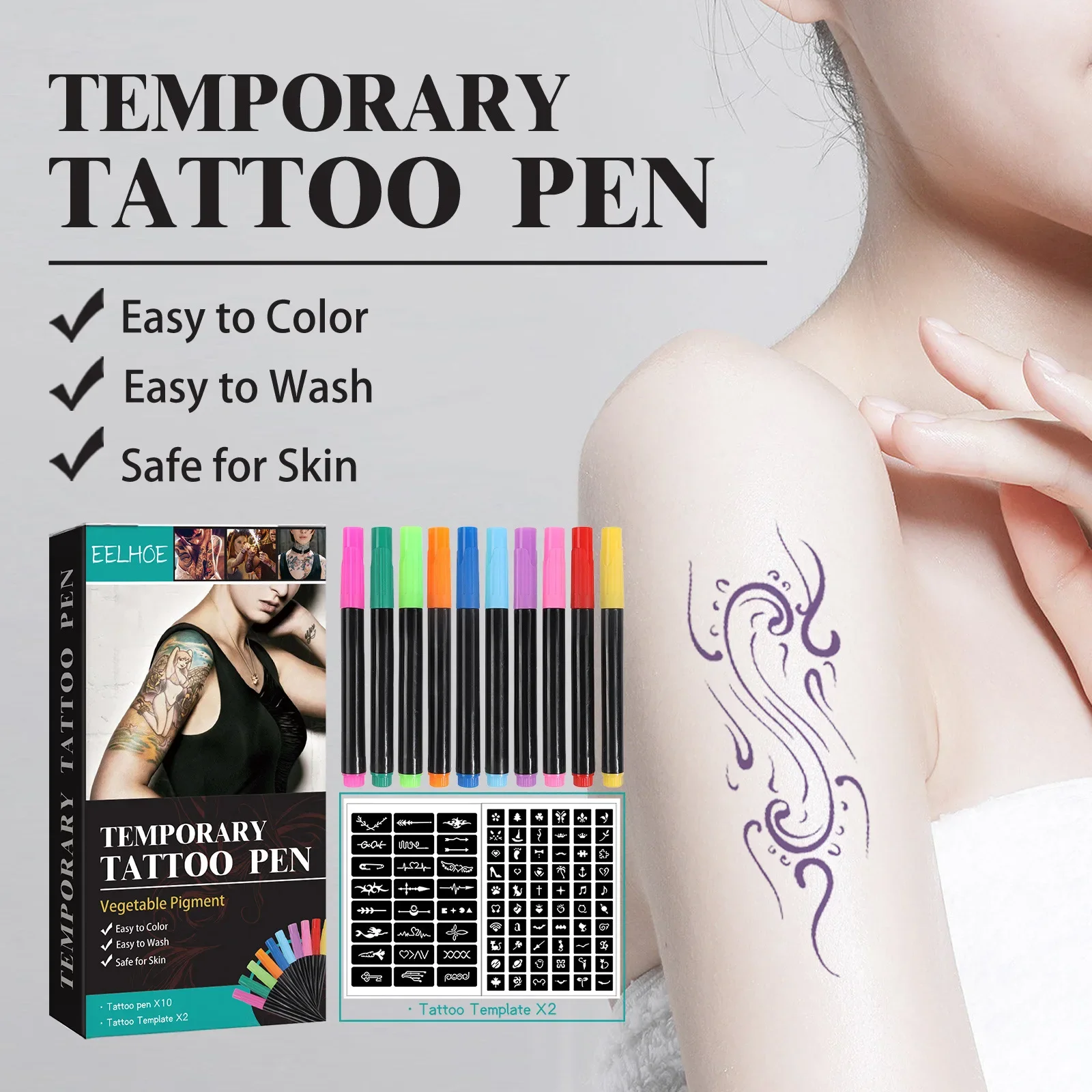 Face Body Painting Pen 10 Colors Temporary Tattoo Pigment Non Toxic Waterproof Party Art Festival Cosplay Halloween Make Up Tool 3