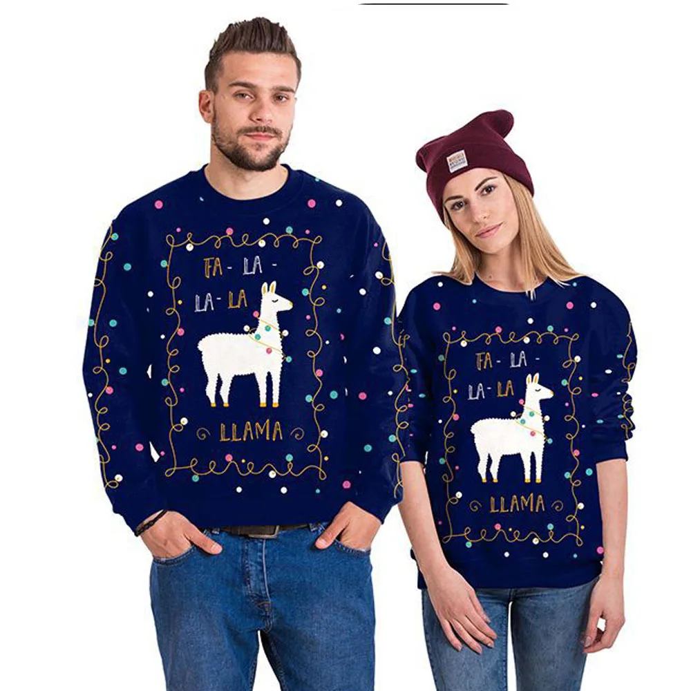 

Men Women Alpaca Ugly Christmas Sweater 3D Funny Printed Holiday Party Xmas Sweatshirt Couple Pullover Christmas Jumpers Tops