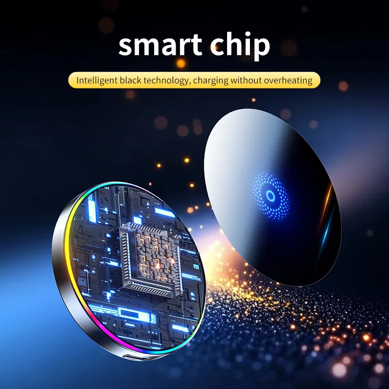 15W RGB Magnetic Wireless Charger Air Vent Phone Stand For Magsafe iPhone 17 16 15 14 13 12 Pro Max Fast Charging Station Mount