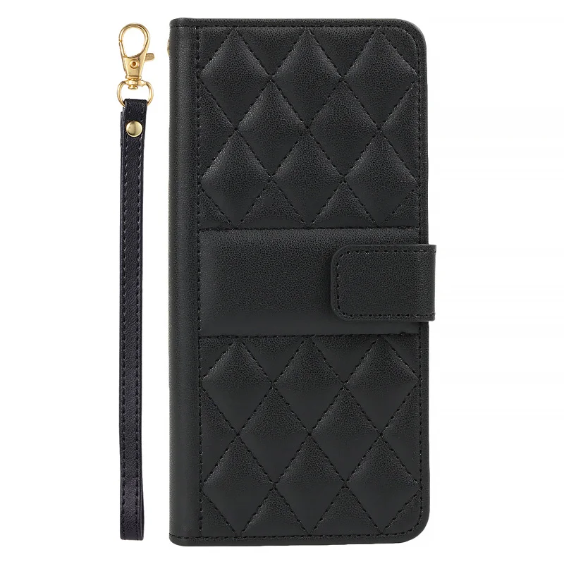 Checkered Wallet Magnetic Flip Card Slot & Photo Frame Leather Case