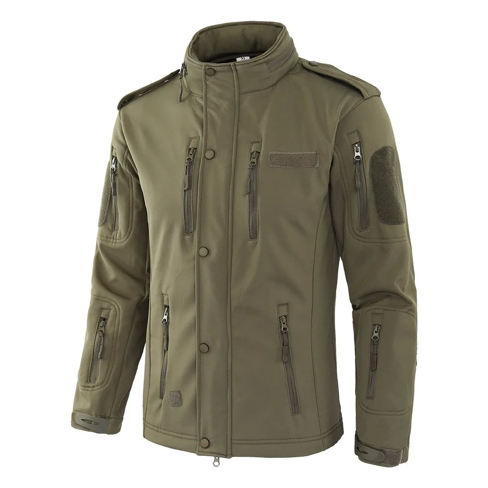 Outdoor Softshell New Punching Jacket Camouflage Multi Punching Jacket Pocket Fleece Hooded Jacket