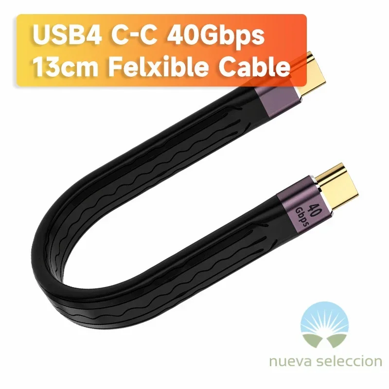 USB Mini Cable 13cm FPC Flat USB Type C Flexible Short Mini Cable for Power Bank USB4 40gbps USB3 10Gbps Charge Data Short Cable for MacBook