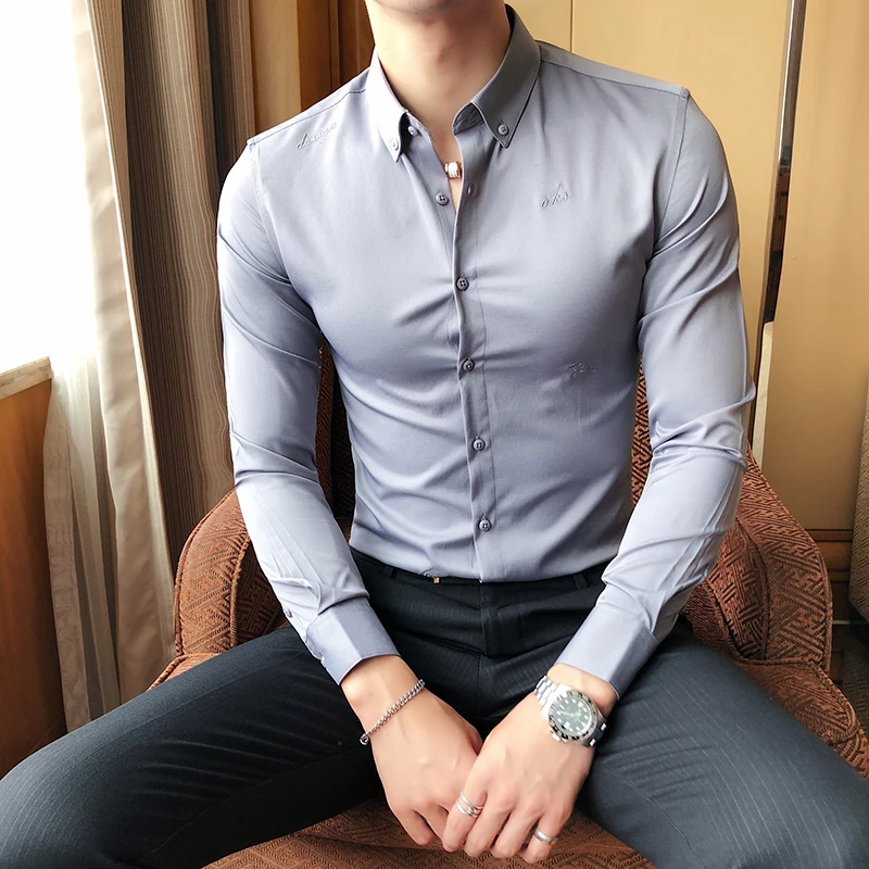 Anti Wrinkle Long Sleeve Tuxedo Shirts 