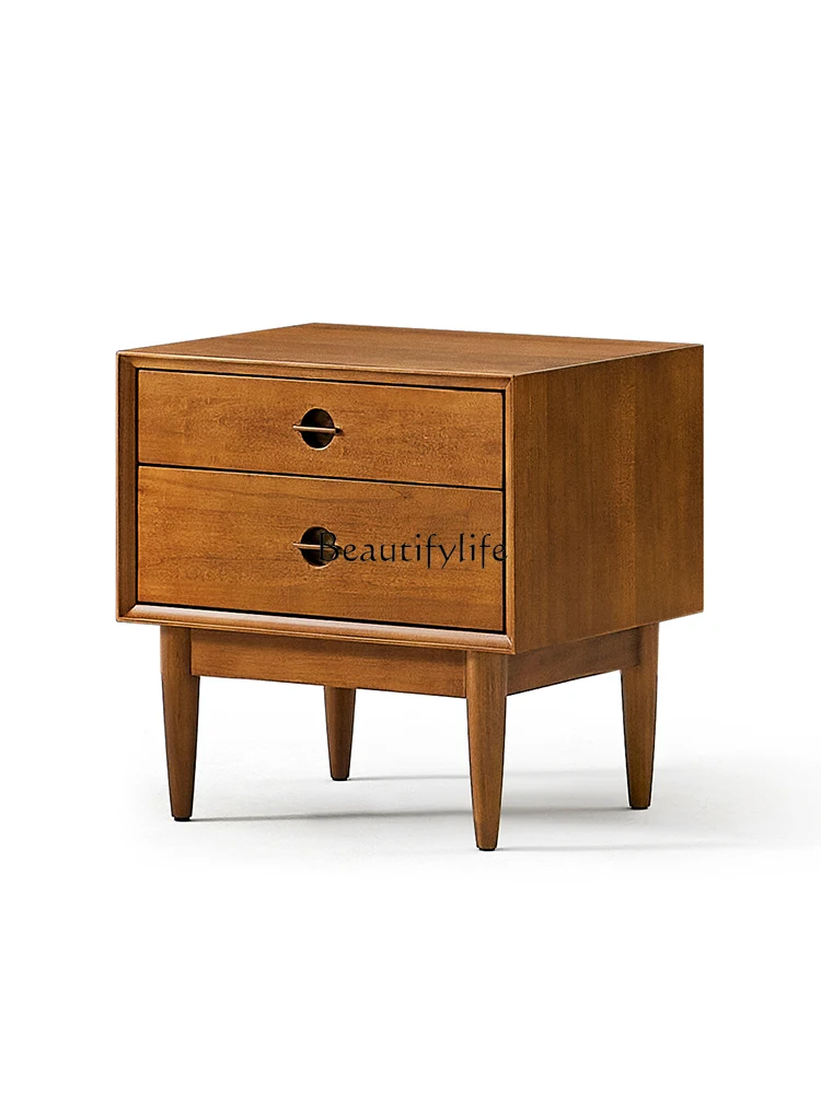 

Nordic Antique Solid Wood Bedside Cabinet Two-Drawer Retro Locker