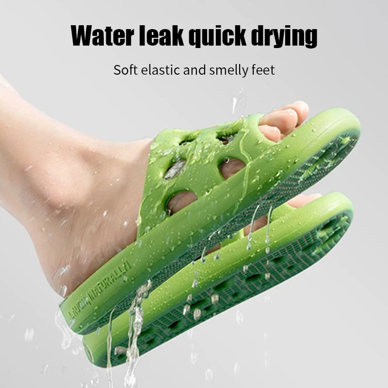 Hollow Out Bathroom Shower Slippers Women Men Slides Anti-Slip