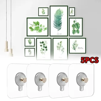 5PC/set PVC Strong Adhesive Nails Hook Wall Poster Decorative Paintings Seamless Waterproof Durable Kitchen Bathroom Hook Hanger