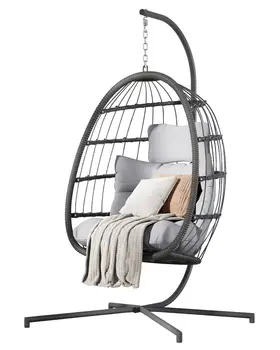 Wicker Hanging Egg Chair with Stand 1