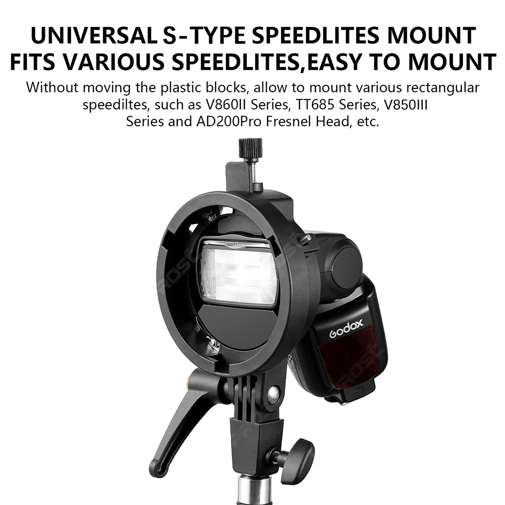 Bowens Mount S-type Holder Portable set-top Flash Bracket for GODOX V1 Pro/V100/V100Pro/V860III/V850III/TT600/AD200Pro Speedlite