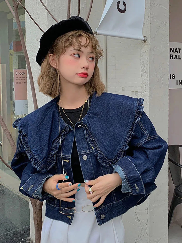 【gw値下げ】MEER. COLLAR RUFFLES DENIM JACKET gw値下げ】MEER. COLLAR RUFFLES DENIM JACKET gw値下げ】MEER