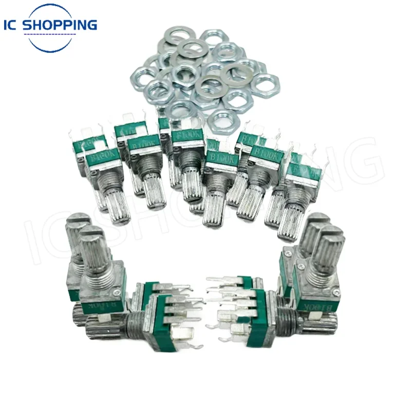 Linear Potentiometer Rotary Potentiometer Trimmer Potentiometer Electronic Components 10PCS RK097 precision potentiometer vertical single link shank length 15mm gearless 3-pin B2K B5K B10K B20K B50K B100K B500K B1M