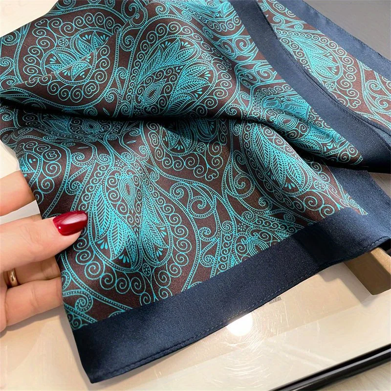 Paisley Print Square Scarf Sunscreen Neck Kerchief UV Protection Head Wrap Women Fashion Accessory