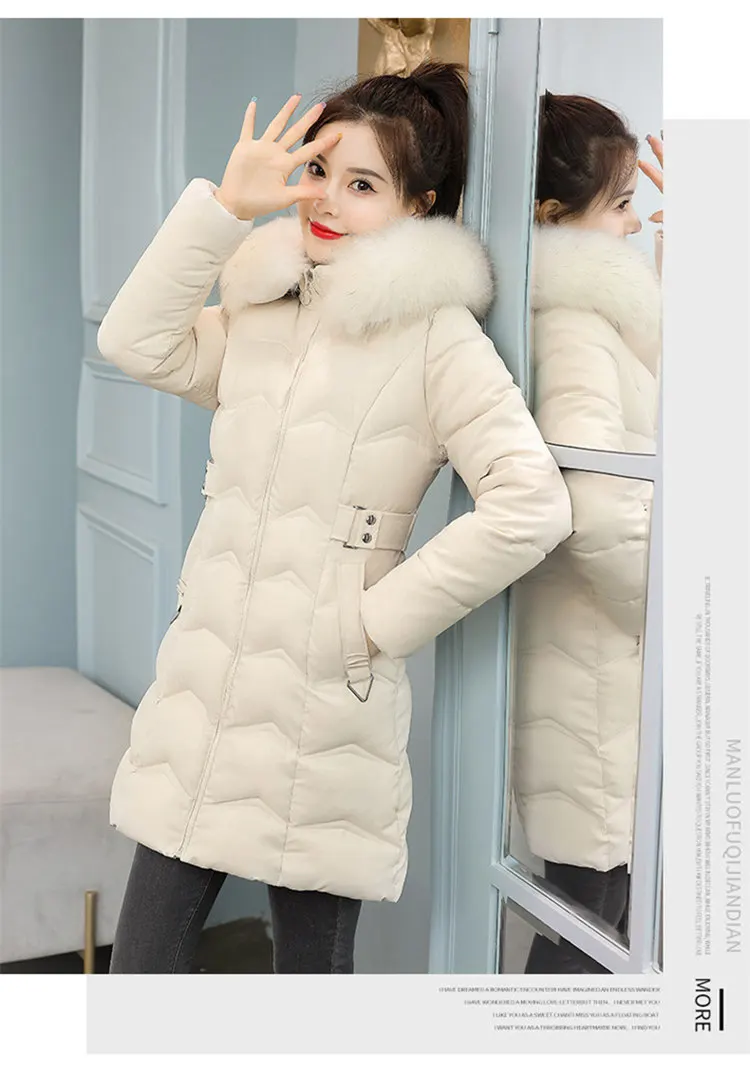 Winter Down Cotton Coat Women 2022 New Korean Version Temperament Slim Mid-length Jacket Hooded Thickened Warm Jackets N1578 long down coat womens