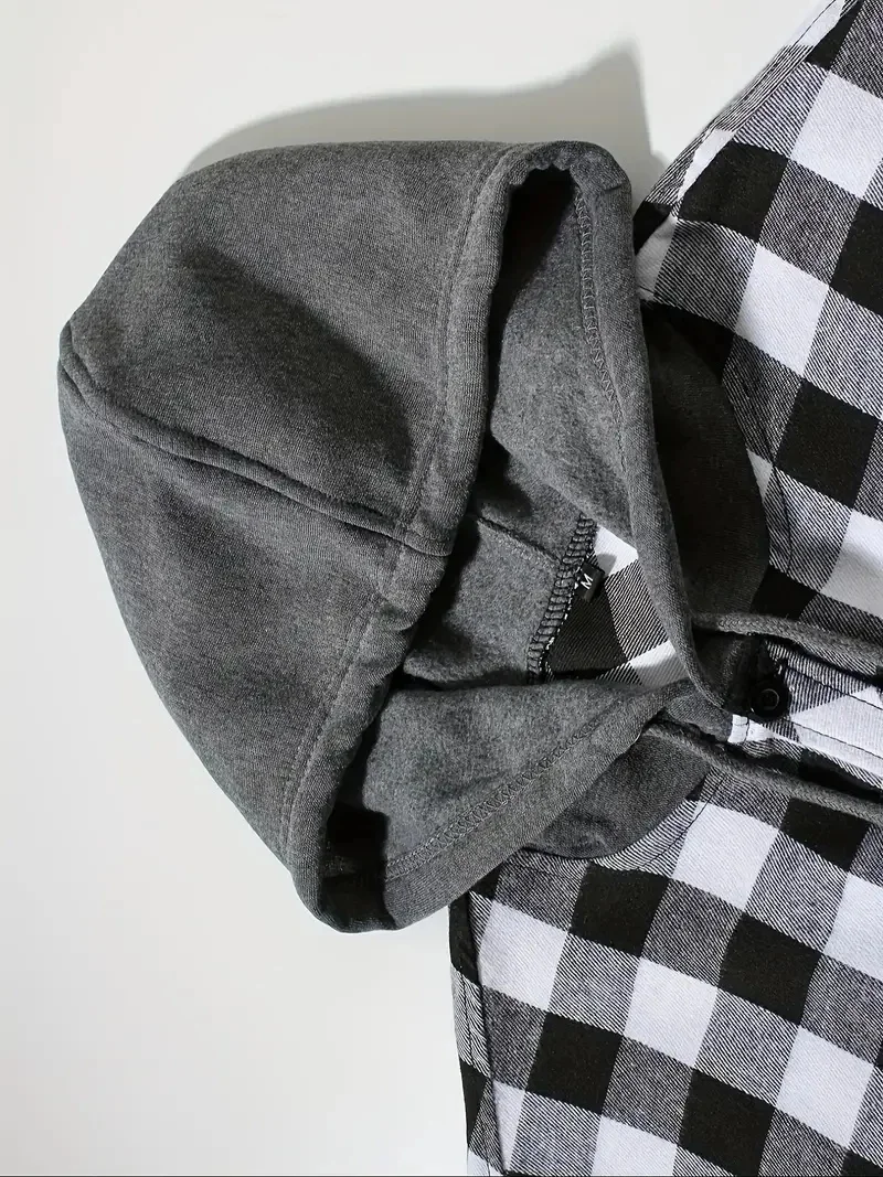 Frühling Herbst Herren Kapuzenpullover Klassischer Karierter Lässiger Knopf-Kapuzenpullover Langarm-Mantel Doppelte Taschen Kapuzenpullover Herren Strickjacke Oberteil – Detail 19