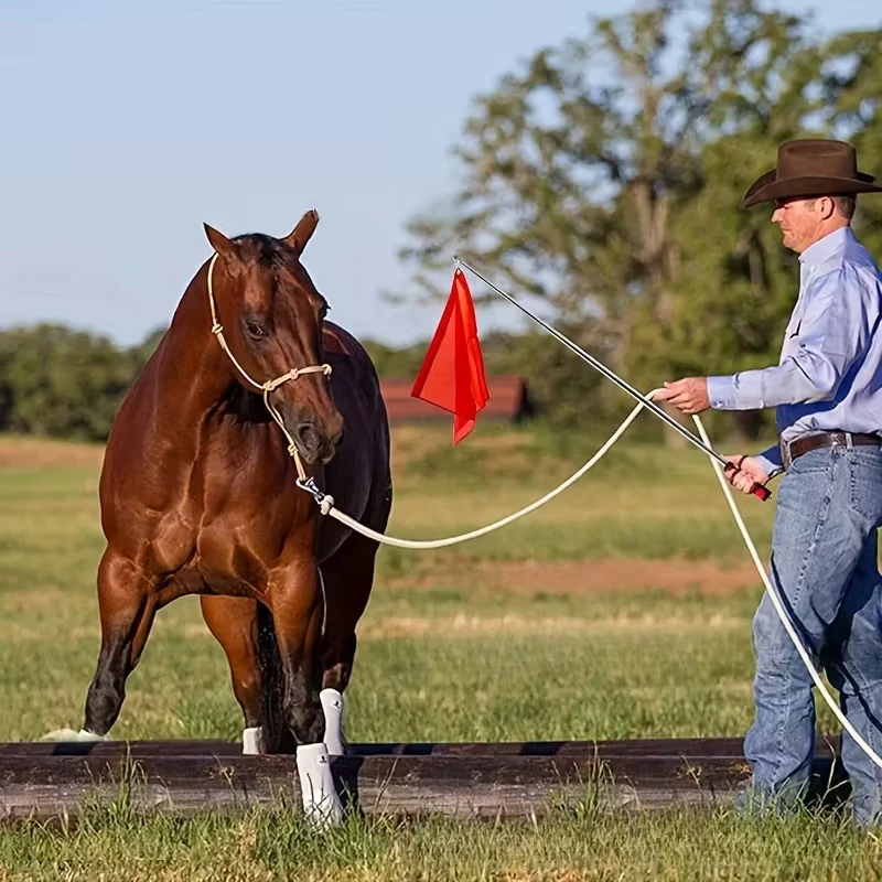 Horse Training Flags With Telescopic Flagpole Tour Guide Flagpole Set Portable Horseback Riding Gear Vibrant Colors