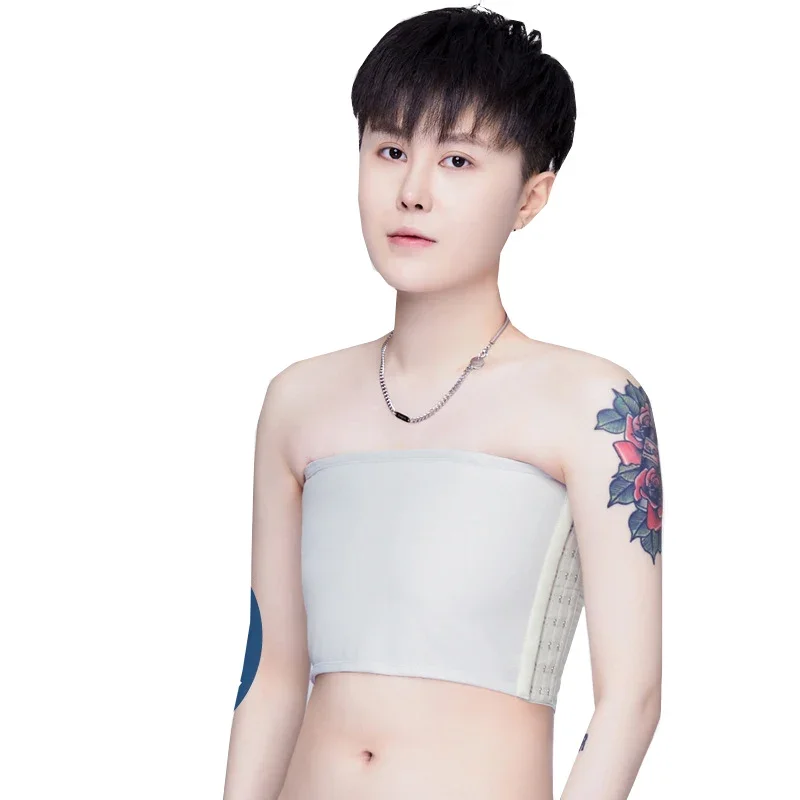 Chest Binder HaleyChan 3 Rows of Hook Mesh Breathable Plus Size Chest Binder for Tomboy Trans Lesbian Crossdresser FTM Corset Strapless Top