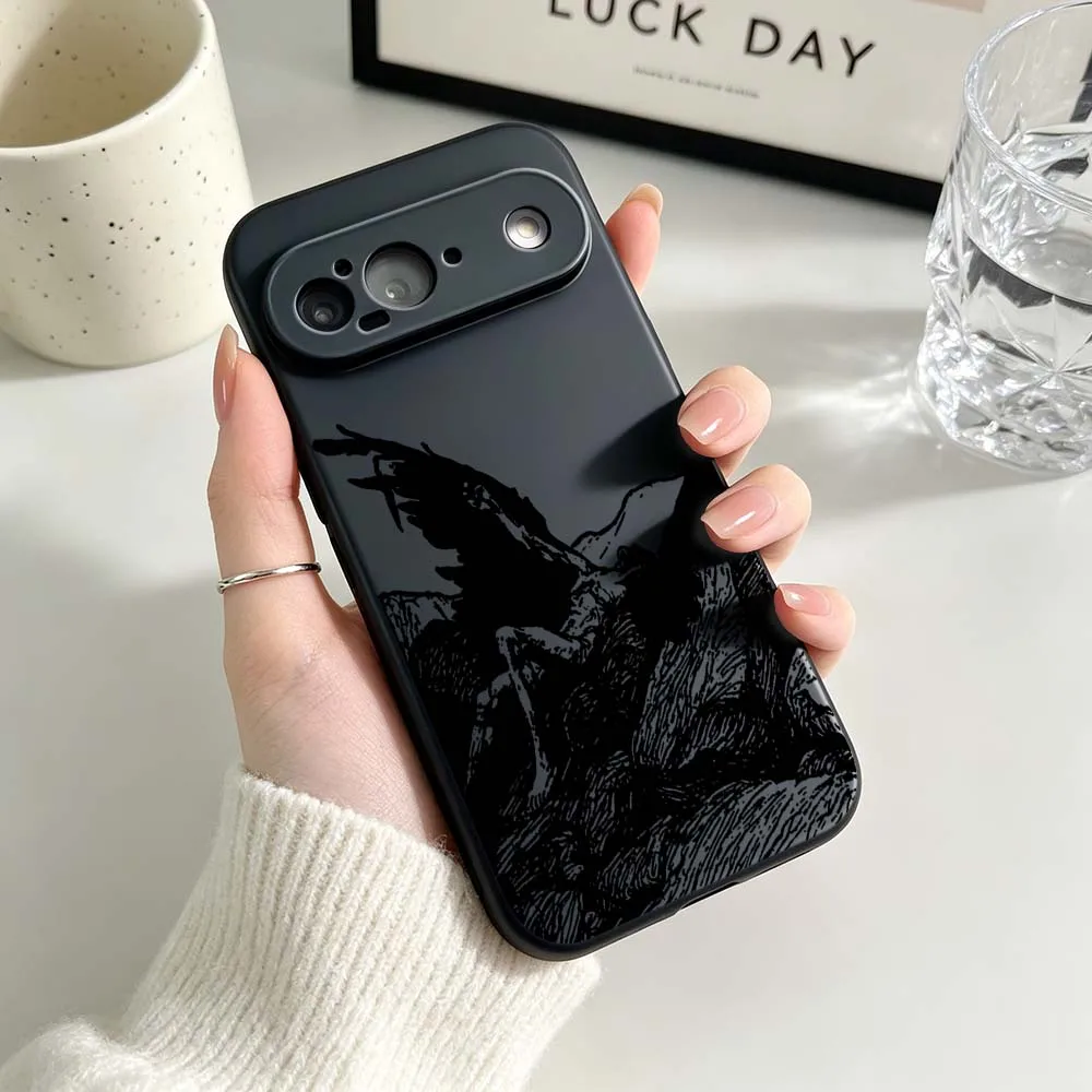 Retro Gothic Style Black Soft Silicone Phone Case Cover