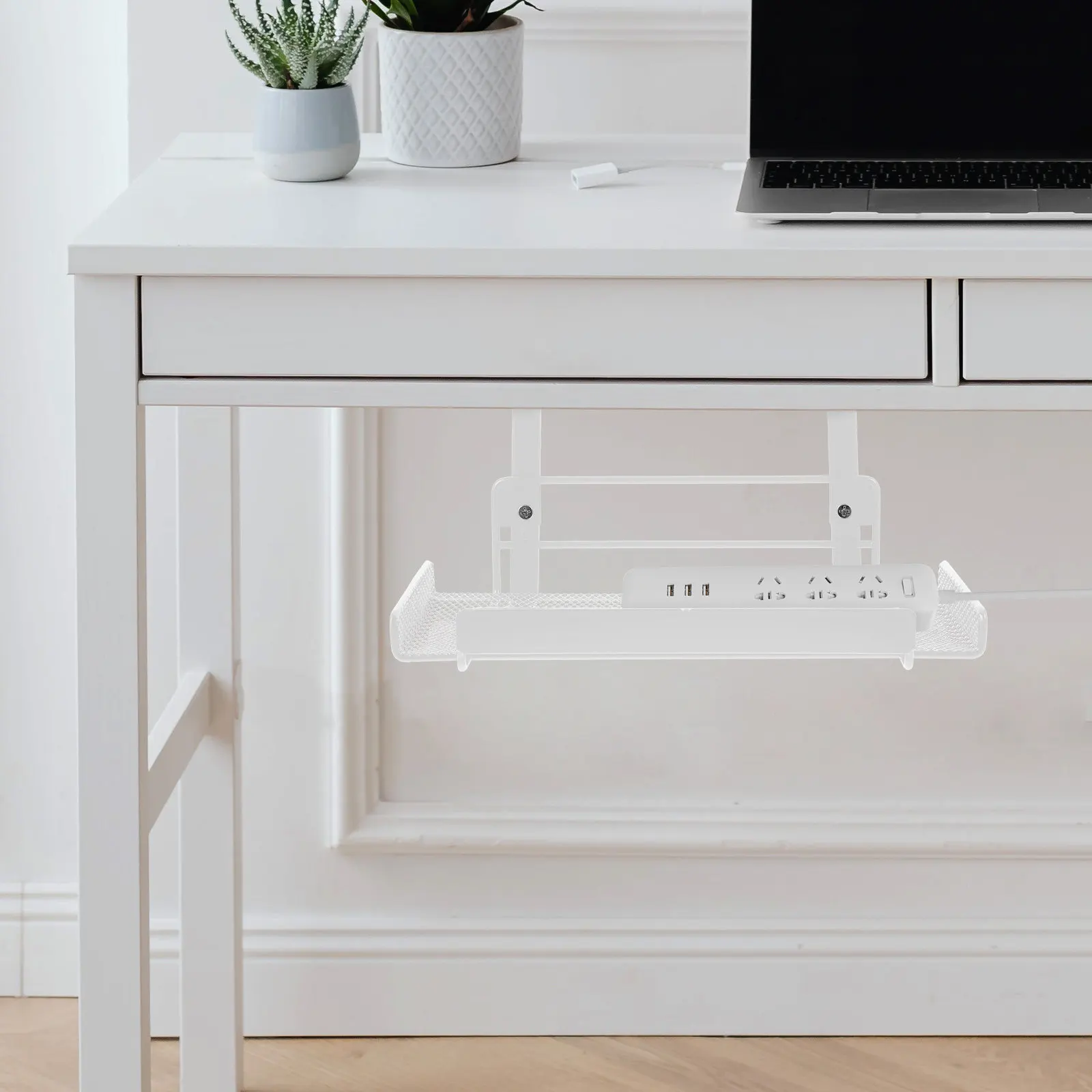 책상 아래 케이블 정리대 금속 와이어 코드 정리함 안정적인 설치형 케이블 트레이 보관 선반 책상 와이어 정리함