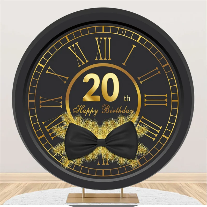 Children&s Birthday Decoration Photozone Round Rose Gold Balloon Anniversary Custom Background Party Backdrops Wall 