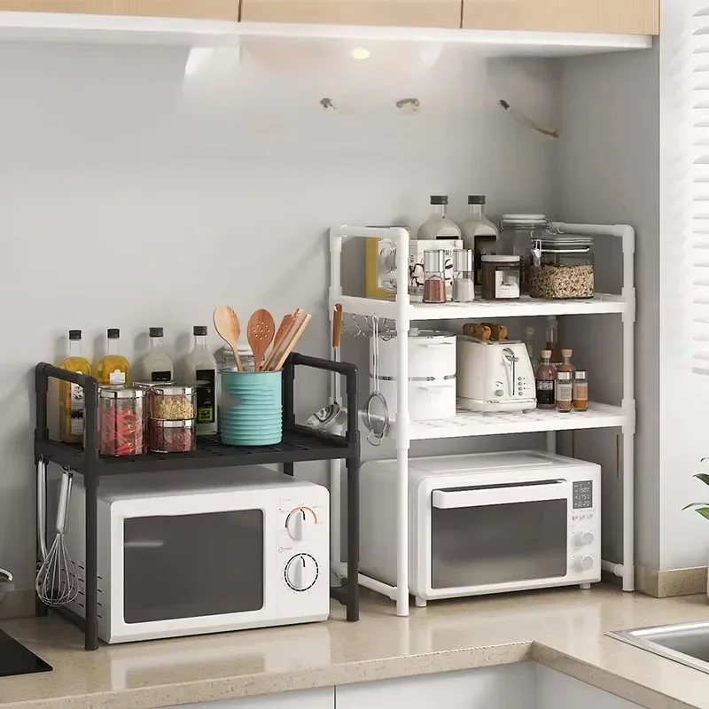 Kitchen Storage Rack Microwave Multi-Layers Simple Standing Countertop Seasoning Oven Shelf Organizing