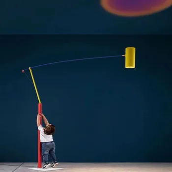 모던한 긴 팔 다채로운 금속 로비 침실 독서 스탠딩 조명, 조인트 회전 높이 조절 조명 기구