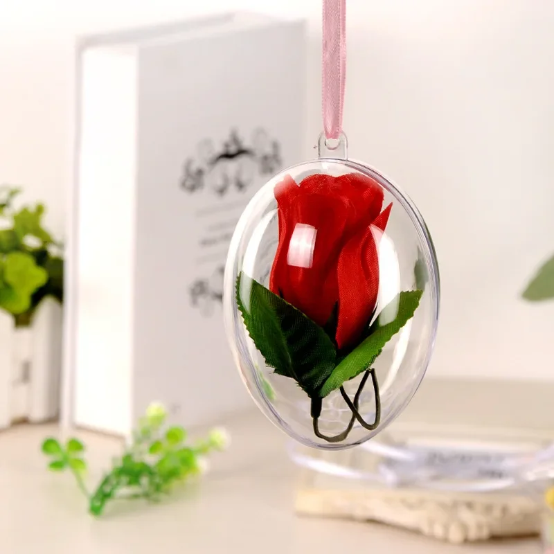 Transparent Open Plastic Christmas Ball Egg Shaped Bauble 10 Pcs For Xmas Party Kids Gift Present Box Decoration christmas decorations