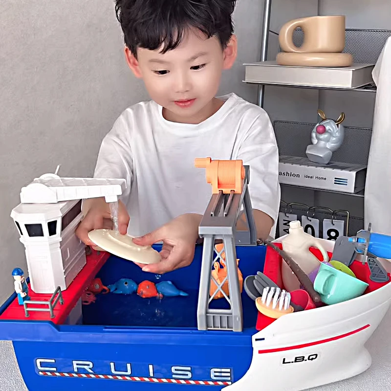 Children Electric Boat Model Water Play Toy Water Recycling Fishing Play House Parenting Interaction Boy Gift