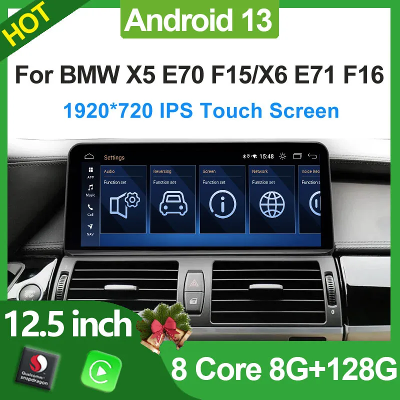 

Qualcomm Android 13 12.5inch Wireless Carplay Auto For BMW X5 X6 E70 E71 Multimedia Video Player GPS Navigation Stereo Screen