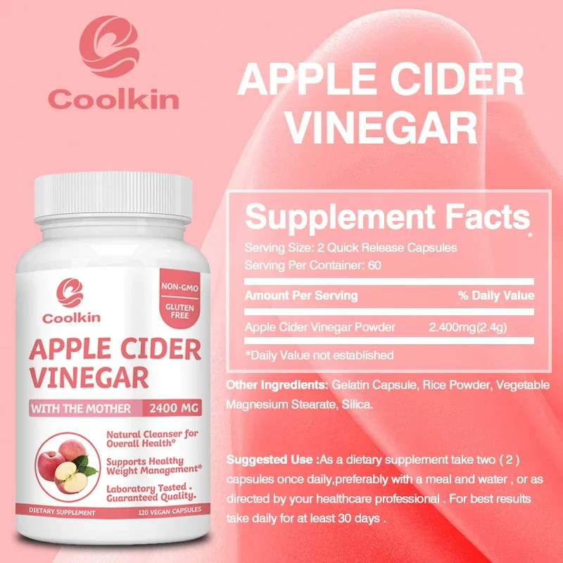 Apple Cider Vinegar Capsules Supplement Bloating Relief Weight Management Detoxification Appetite Suppressant