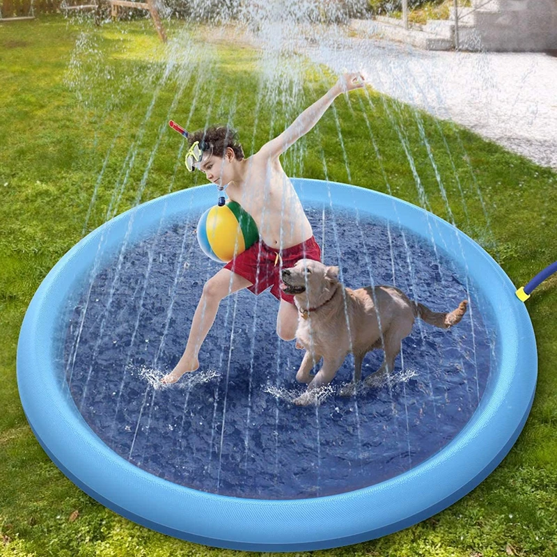 170*170cm Pet Sprinkler Pad Play Cooling Mat Swimming Pool Inflatable Water Spray Pad Mat Tub