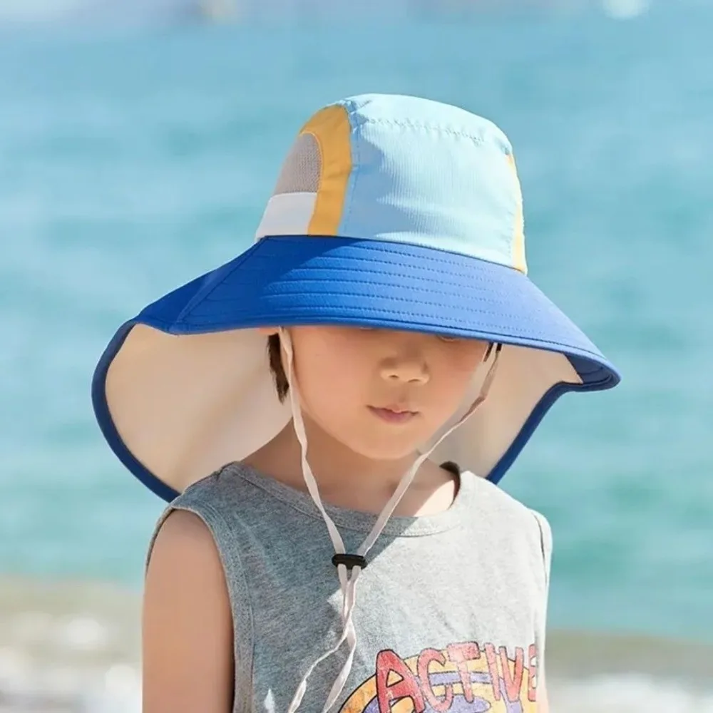 Neck Flap Baby Sun Hat Polyester UV Protection Bucket Hat Wide Brim Beach Hats For Summer Sun Hat Sun Protection Hat