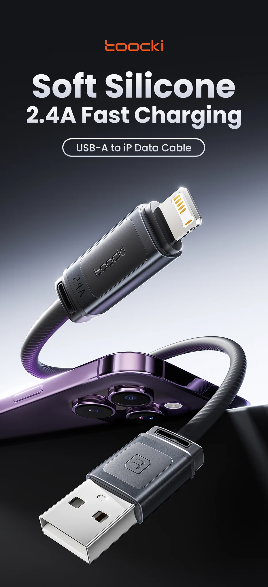 Toocki 27W USB-C-Kabel Typ C auf Lightning 480Mbps Silikon-Schnellladekabel für iPhone 14 13 12 Pro Max X 8 Plus Datenkabel – Detail 11