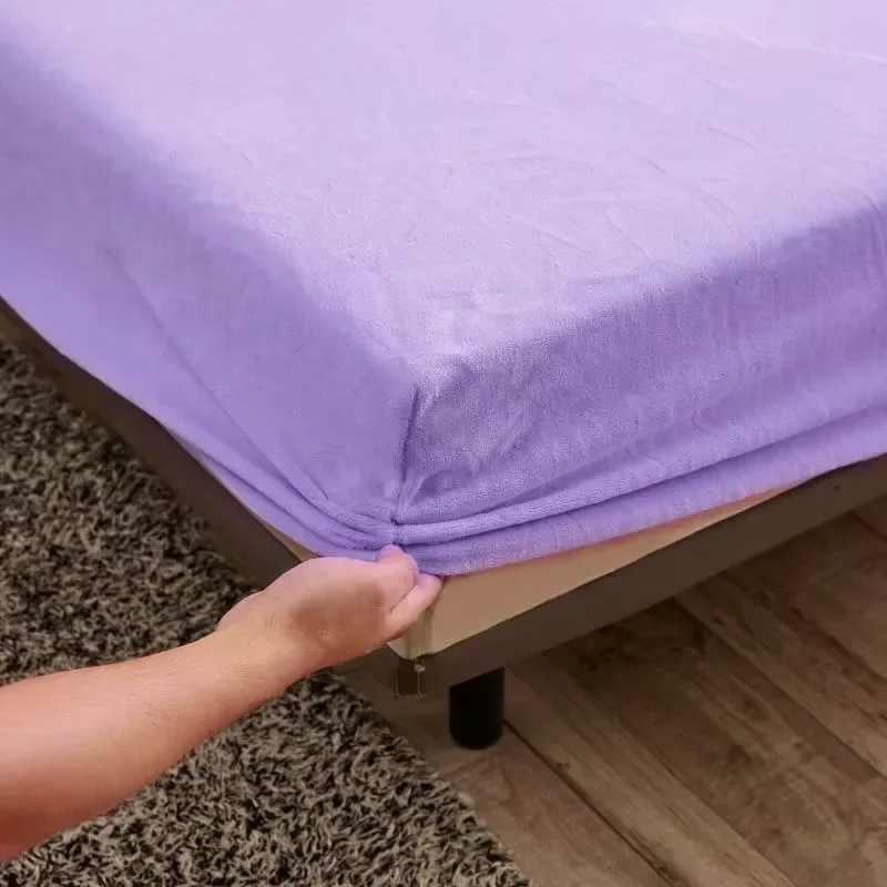 Winter Plush Elastic Fitted Sheet Double Bed Sheet Soft Warm Velvet Bedspread Mattress Cover Bed Linen Protector 90 150 160 180 mattress cover