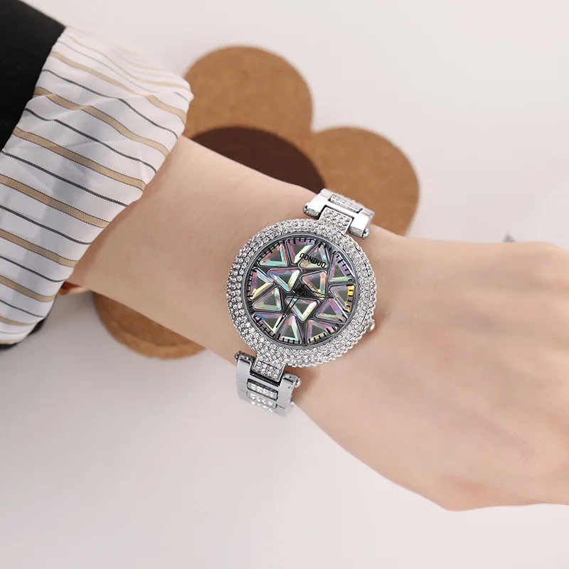 

Elegant Shiny Women Watch Creative Wristwatch Lady Clock Rotate Fashion Wrist Decor Wristwatches Clock Montres Femme Reloj Mujer
