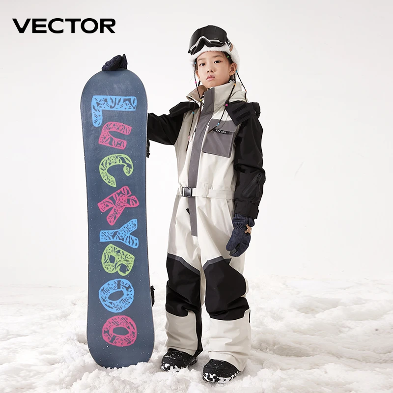 Thick Children One-Piece Ski Jumpsuit Outdoor Sports Snowboard Jacket Warm Jump Suit Waterproof Winter Clothes Overalls Hooded kids snow suit