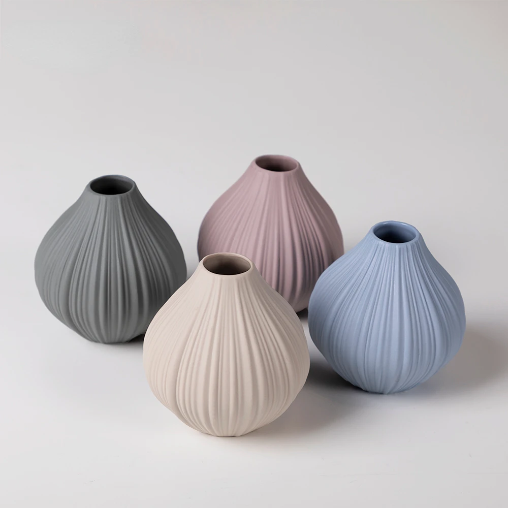 

cheap nordic Mini vases set for home decor small colorful ribbed flower bud vase for ceramic & porcelain vase