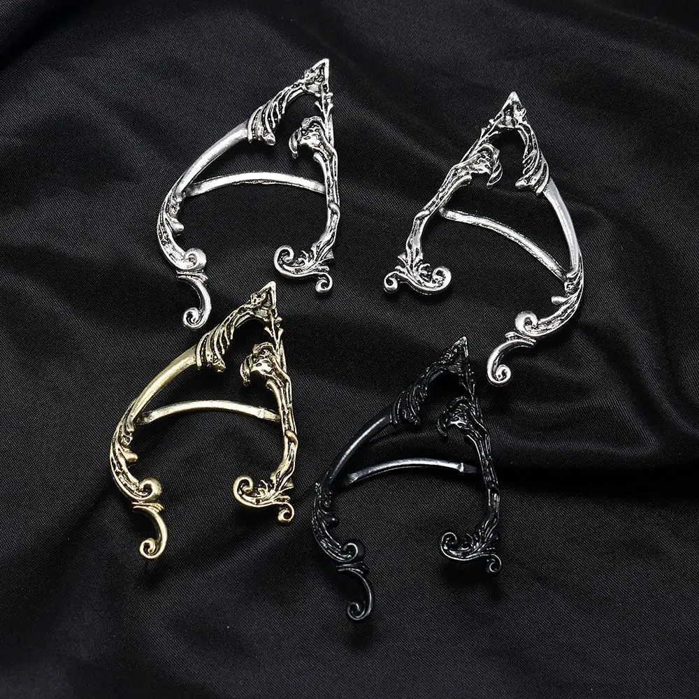 Gothic Elf Ear Clips Piercing Cartilage Climber Retro Clip Earring Punk Hip Hop Jewelry Accessories