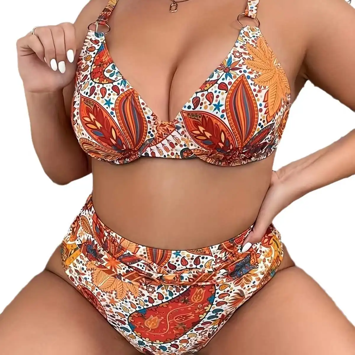 Large Size Bikini Set Push Up Woman Swimsuit Two-Piece Plus Size Swimwear Women Bathing Suit Swimming Swim Suit Beachwear