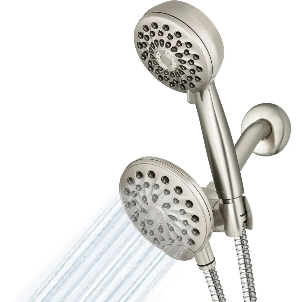 

One-Touch 2-in-1 Shower System With Rain Shower Head and 7-Mode Hand Held Shower Head, Brushed Nickel XPB-139E-769ME