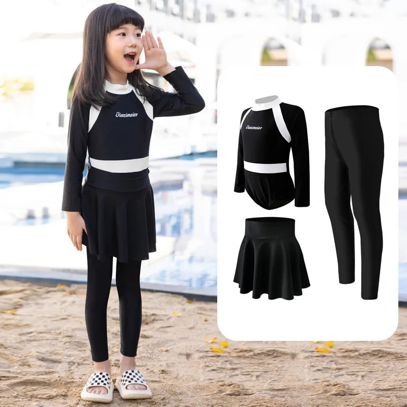Kids Girls Boys Swimsuit Long Sleeve pants Sun Protection Swimming Beach Wear Cute Playful Rash Guard rash guard