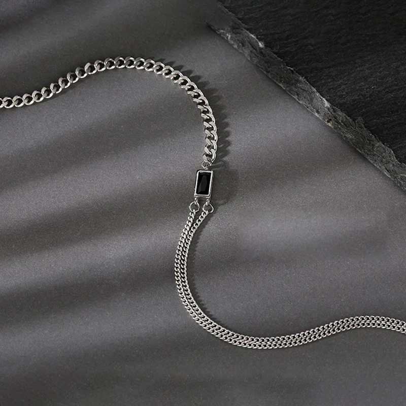 여성을위한  블랙 지르콘 목걸이 파티 쥬얼리 새로운 패션 더블 레이어 쇄골 체인 휴일 액세서리