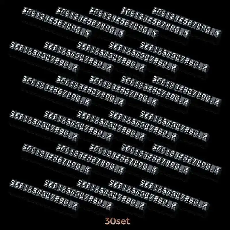 가격 스탠드 큐브 달러 유로 숫자 조절 가능 스틱 시계, 쥬얼리 스낵 식품 카운터 가격 디스플레이 스탠드 사인 태그 30 세트