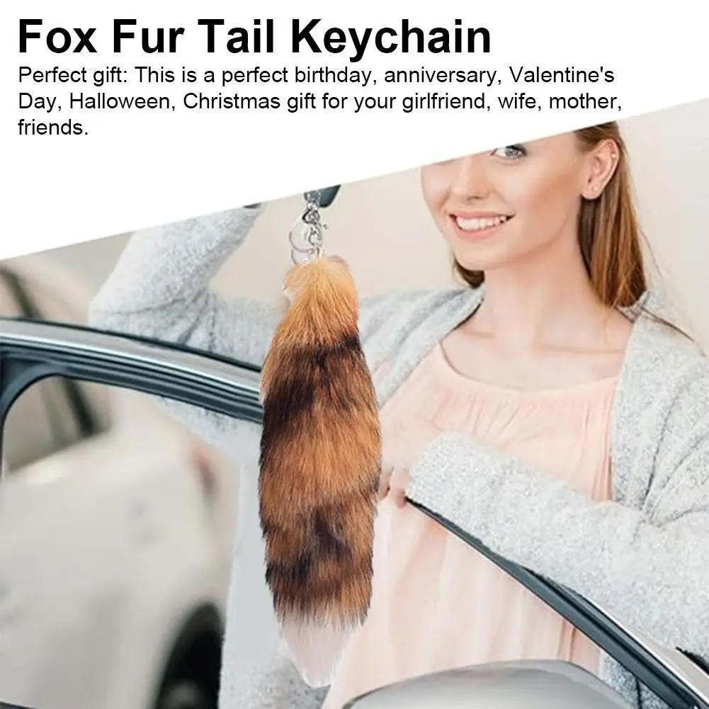 

Fluffy Real Fox Fur Tail Keychain Tassel Bag Cosplay Pendant Accessory Keychain Hook Handbag Charm Tails O4L5