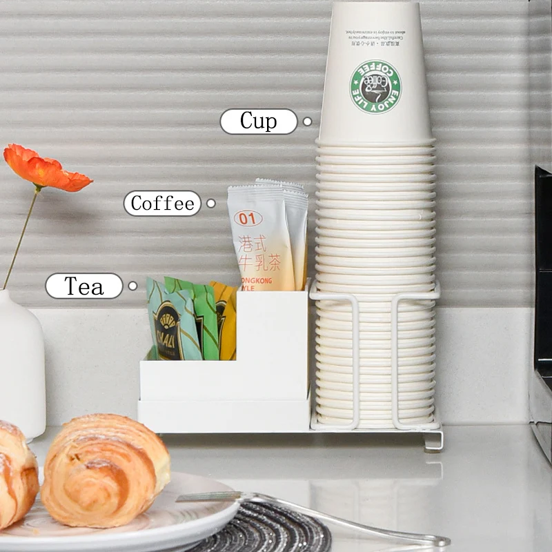 Multipurpose Paper Cup Holder Desktop Disposable Cups Organizer Dispenser  Durable Mini Tea Bags Coffee Pods Storage Organizer