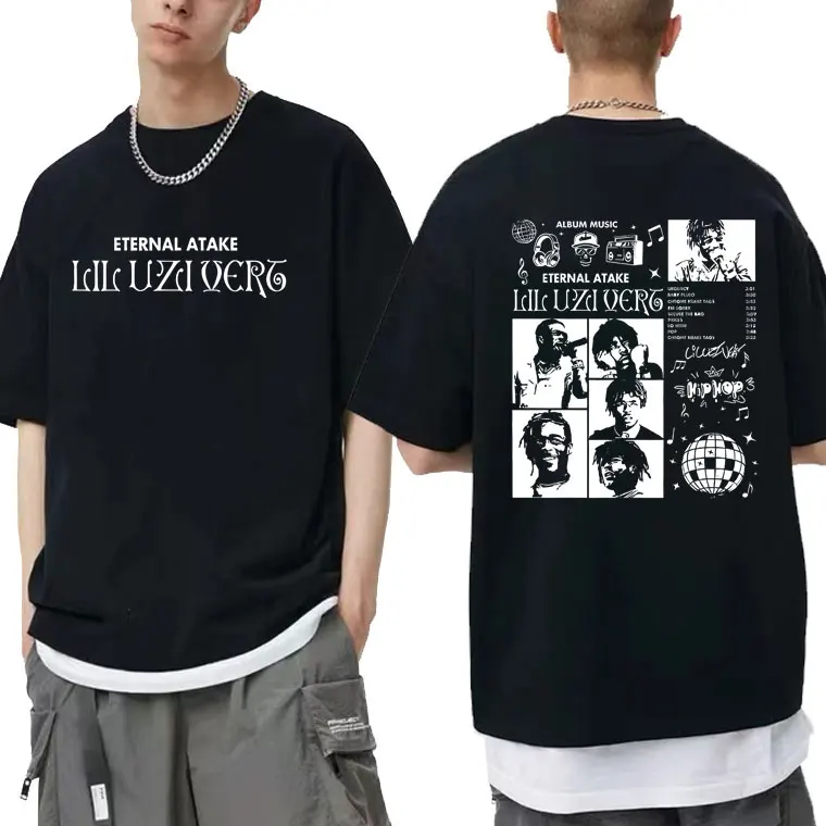 

Rapper Lil Uzi Double Sided Print T Shirts Men Hip Hop Oversized Short Sleeve T-shirt Unisex 100% Cotton Tops Regular Man Tshirt