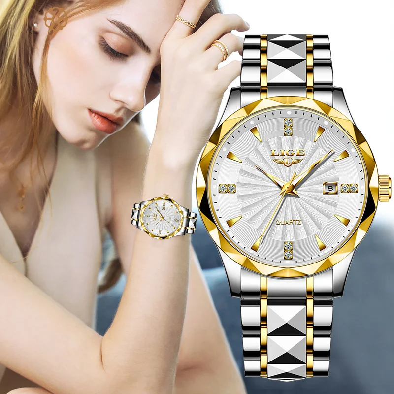 LIGE Luxury Women's Luminous Quartz Waterproof Stainless Steel Watch
