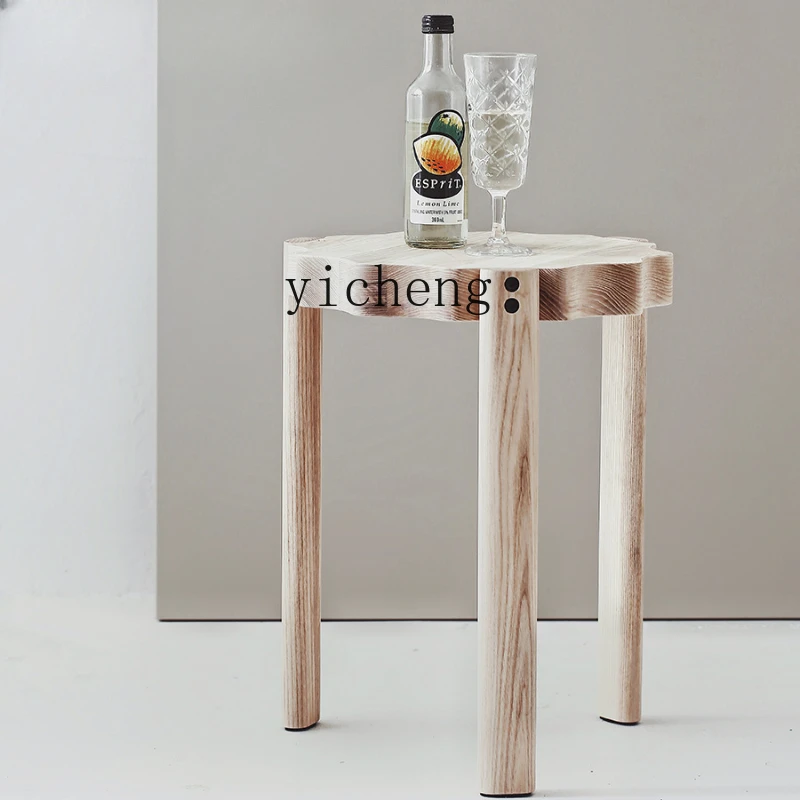 

Zf Dining Table Stool Solid Wood Household Stackable Lazy Board Small Table